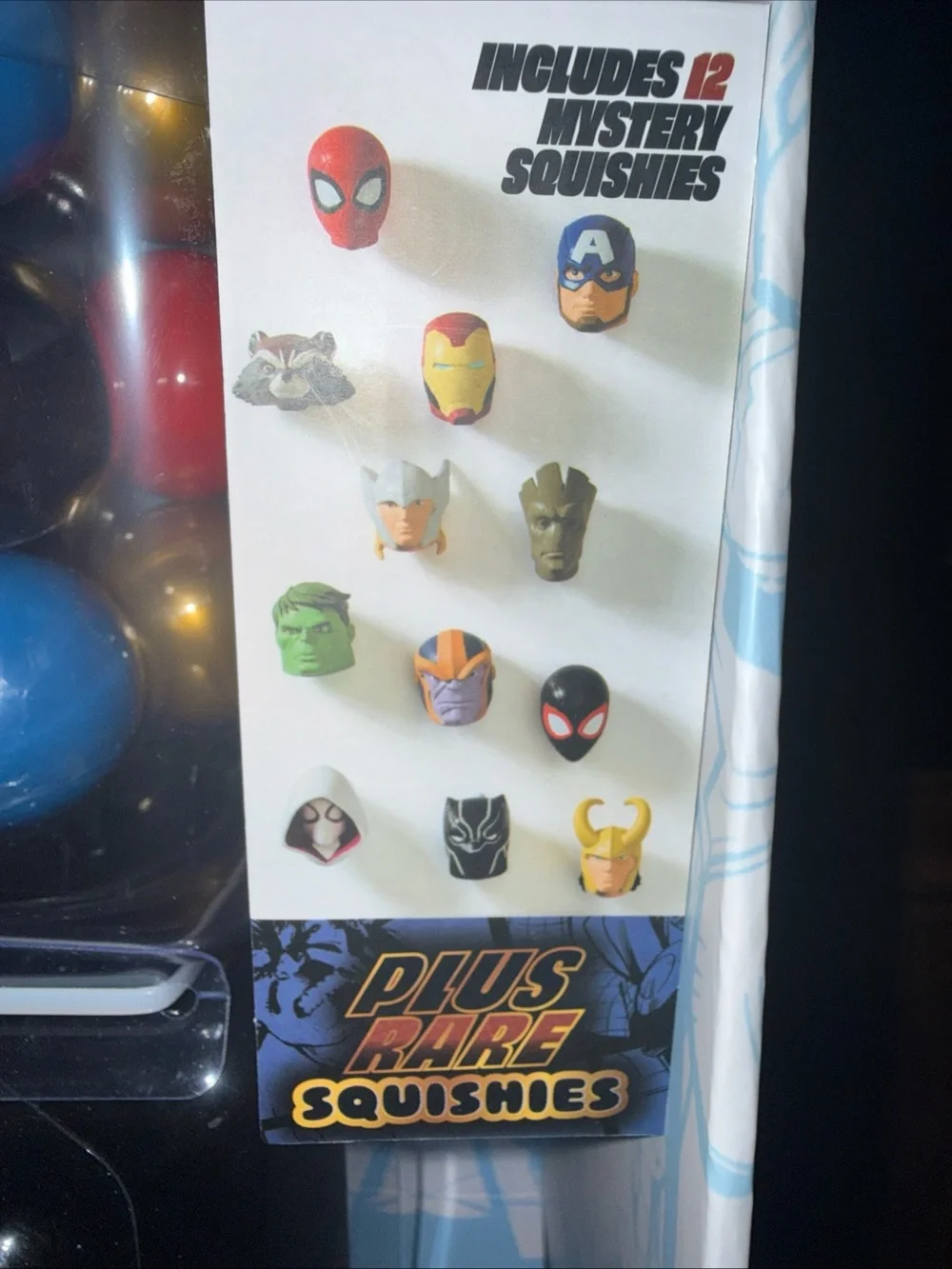 Marvel Black Capsule Machine with Red, Blue, Gold, Black Capsules